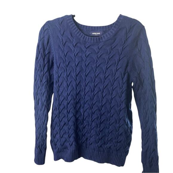 Land’s End Royal Blue 100% Cotton Cable Knit Sweater, The Drifter, Casual, M - Picture 6 of 10
